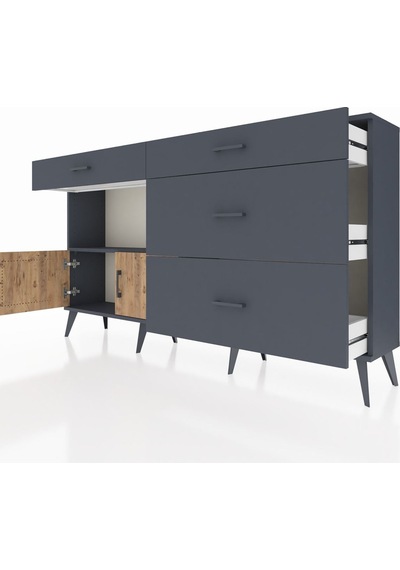 Arges Konsol Tek Raflı 4 Çekmeceli 2 Kapaklı 176x30x99 Antrasit-ç Antrasit-çam/antrasit Arges Konsol Tek Raflı 4 Çekmeceli 2 Kapaklı 176x30x99 Antrasit-ç Antrasit-çam/antrasit