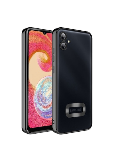 Galaxy A04e Kılıf Kamera Korumalı Logo Gösteren Zore Omega Kapak Siyah