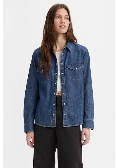 Levi's Oversize Uzun Kol Gömlek Yaka Kadın Denim Gömlek İndigo