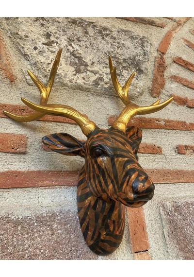 Geyik Duvar Bust Biblo Desenli