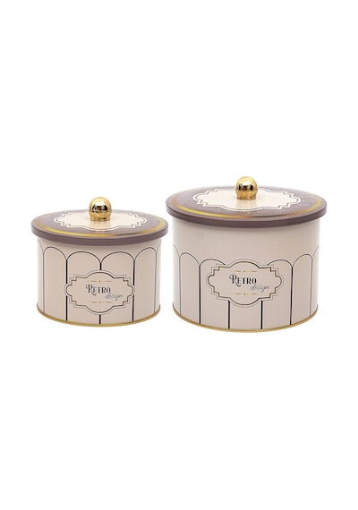 Evle Retro Topuz Kulplu Saklama Kabı 2'Li Set 17.5 x 13 CM - 14 x 10 CM
