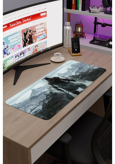 Skyrim Kaymaz Dikişli Kauçuk Oyuncu Mousepad V1 - 70x30 Xl Gaming Mouse Pad Fare Altlığı