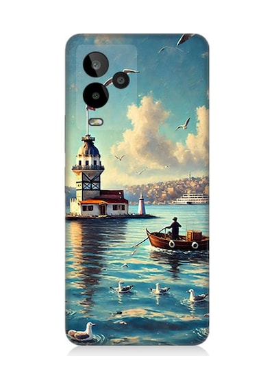 General Mobile Gm 24 Pro Uyumlu Martılarla Kız Kulesi Desenli Silikon Kılıf Çok Renkli