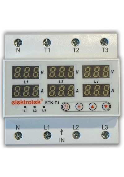 Etk 3x63a Trifaze Gerilim Ve Akım Koruyucu Şebeke Giriş Voltaj Denetleyici