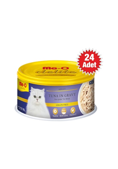 Me-O Delite Ton Balıklı Jöleli Yetişkin Konserve Kedi Maması 24 x 80 G