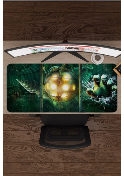 Bioshock Kaymaz Dikişli Kauçuk Oyuncu Mousepad V5 - 90x40 Xxl Gaming Mouse Pad Fare Altlığı