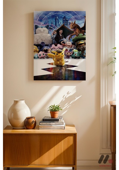 Pokemon Dedektif Pikachu Poster, Çerçevesiz Yüksek Kalite Duvar Afişi - Anime Severlere Özel Hediye