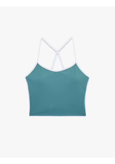 Koton Çapraz İp Askılı Biyeli Kolsuz Slim Fit Sporcu Sütyeni Yeşil 6sak30121nk