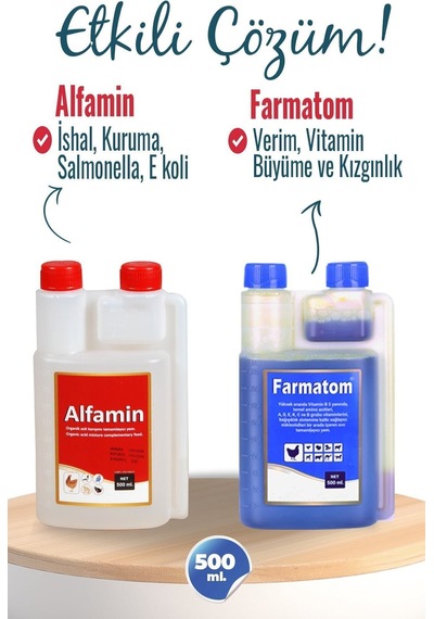 2li Set Kuşlar Için Farmatom Vitamin + Alfamin Ishal Seti 500 Ml