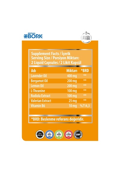Parafinsiz Kediotu Valirian Ve L-teanin Içeren Melatonin Etkisi Yaşatan Gıda Takviyesi