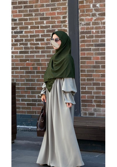 Qalortex Scarf Premium Jakarlı Sare Büyük Boy Eşarp-haki