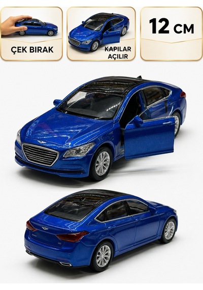 1:36 Ölçek Hundai Genesıs G80 Metal Model Araba - Mavi
