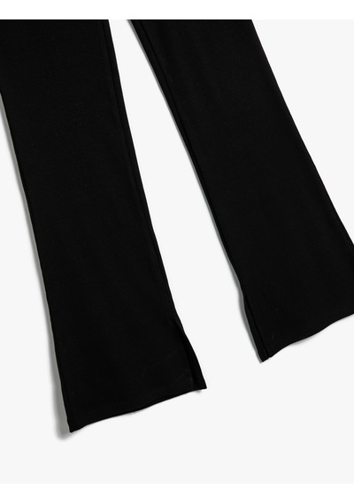 Koton Basic İspanyol Paça Pantolon Pamuklu Beli Lastikli Siyah 4skg40028ak Siyah
