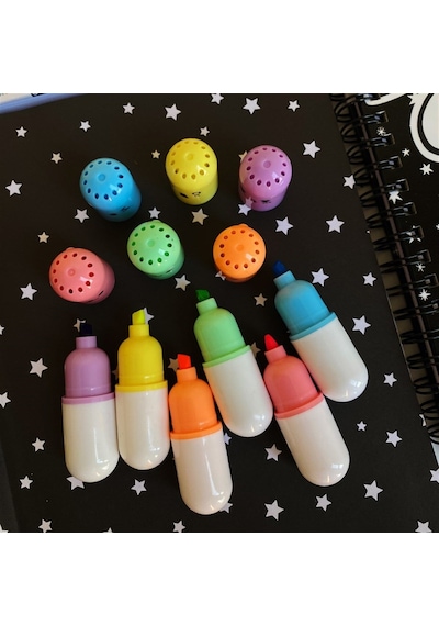 Kapsül Pastel Renkler İşaretleme Kalemi 6'lı Set Çok Renkli