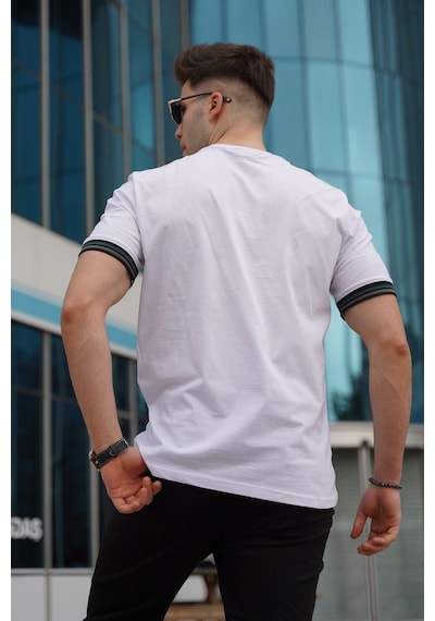 Madmext Beyaz Basic Erkek Tişört Beyaz