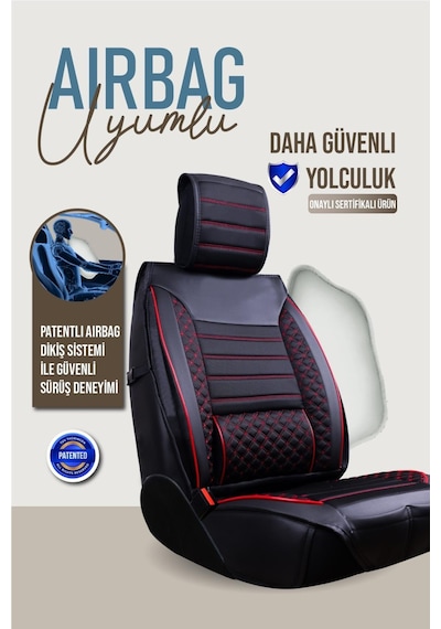 Alfa Romeo 159 Station Wagon Oto Koltuk Kılıfı Ön Arka Set Plus Serisi Siyah Kırmızı Fs