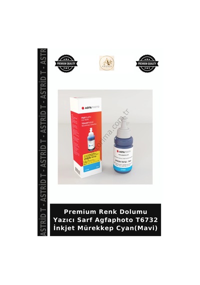 Premium Renk Dolumu Yazıcı Sarf Agfaphoto T6732 İnkjet Mürekkep Cyan Mavi