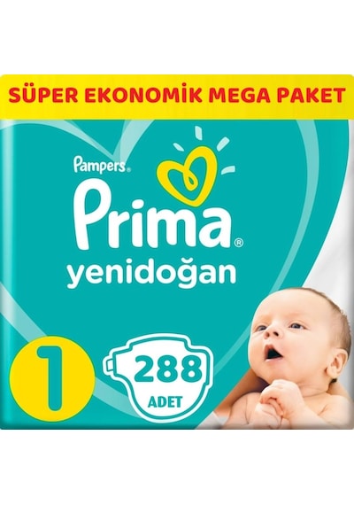 Prima Pampers Aktif Bebek Bezi Yenidoğan 1 Numara Süper Ekonomik Mega Paket 288 Adet