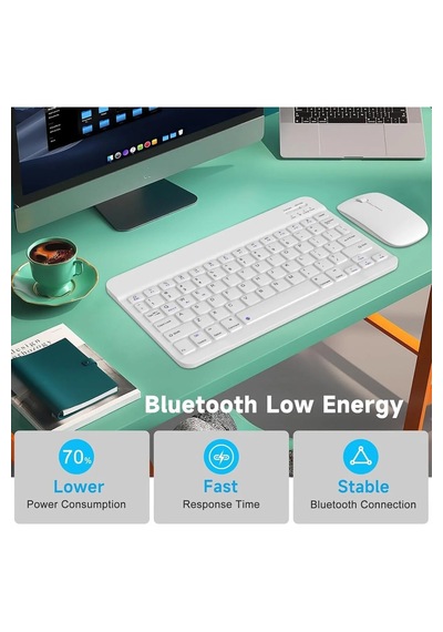 Kablosuz Bluetooth Türkçe Q Klavye Ve Mouse Seti Apple Uyumlu iOS /androidtablet Telefon Şarjlı Lazer