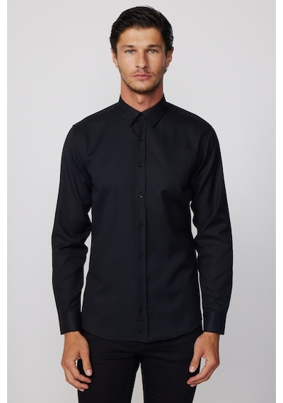 Tudors Modern Slim Fit Pamuklu Kolay Ütü Armürlü Siyah Erkek Gömlek-28380-siyah Siyah Tudors Modern Slim Fit Pamuklu Kolay Ütü Armürlü Siyah Erkek Gömlek-28380-siyah Siyah