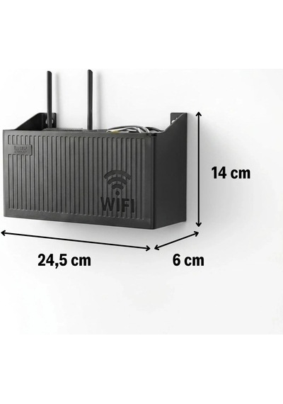 Duvar Tipi Wi-fi Modem Saklama Kutusu Siyah Kablo Düzenleyici Router Raf Organizer 5365