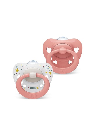 Signature Silikon Damaklı İkili Emzik, 0-6 Ay, Pembe