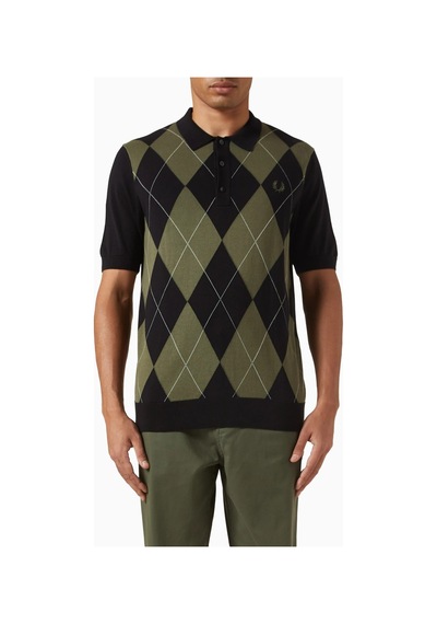 Fred Perry Argyle Örgü Polo Triko, Pamuklu, Nefes Alabilir Ve Vintage Şıklık Yeşil