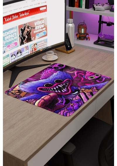 Poppy Playtime Kaymaz Dikişli Kauçuk Oyuncu Mousepad V1 - 48x40 Xl Gaming Mouse Pad Fare Altlığı