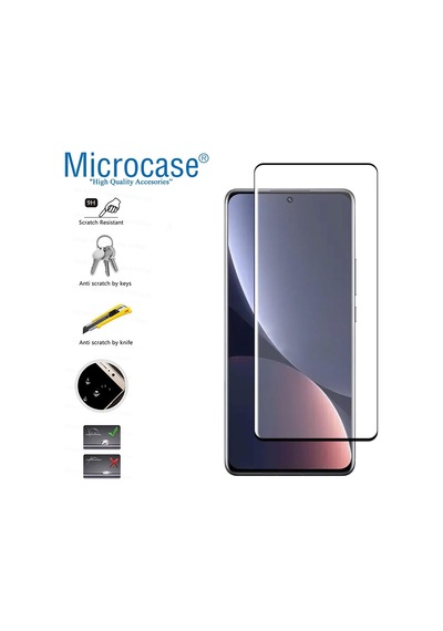 Microcase Xiaomi 12 3D Curved Tam Kaplayan Kavisli Tempered Cam