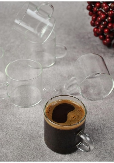 6 Lı Cam Türk Kahvesi Fincan Seti Mini Kupa Espresso Kahve Takımı 130 Ml Diğer