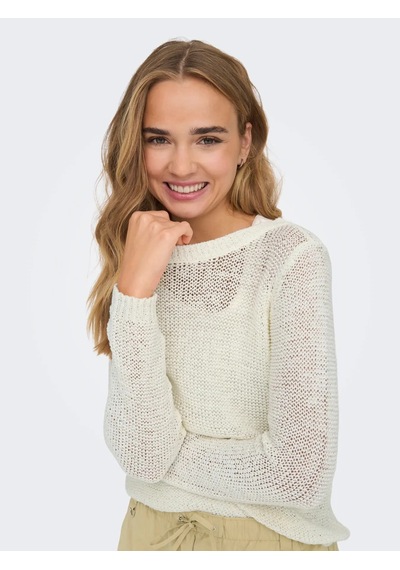 Jdy Jdymore Solid L/s O-neck Pullover Kadın Bluz 15194117 Ekru