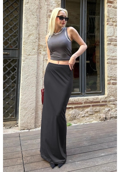 Madmext Füme Maxi Basic Etek Mg1890 Füme