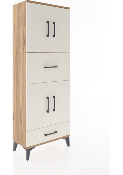 Arges Dolap 4 Raflı 2 Çekmeceli 4 Kapaklı 60x30x163 Çam-aytaşı Çam