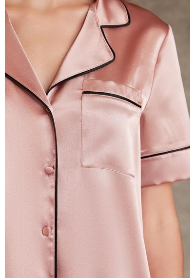 Pierre Cardin Brandy Kadın Saten Biyeli Pijama Takımı 1205 Bronz