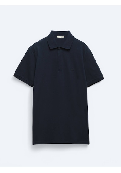 Kip Lacivert Düz Polo Yaka %100 Pamuk T-shirt Lacivert