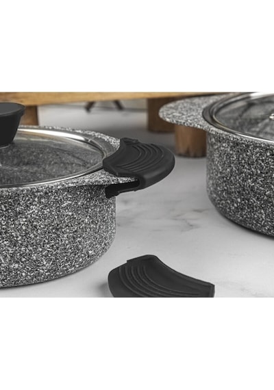 Bir Çift Silikon Tutacak Tencere Tava Kulp Kapak Tutacağı Tutamaç 9x4 Cm Gri