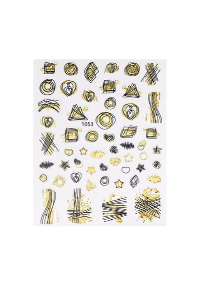 Gold Holografik Geometrik Çizim Tırnak Sticker Tırnak Etiketi Nail Art Jo-1053g
