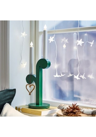 Ikea Stråla Led'li Şamdan, Yeşil, Pilli