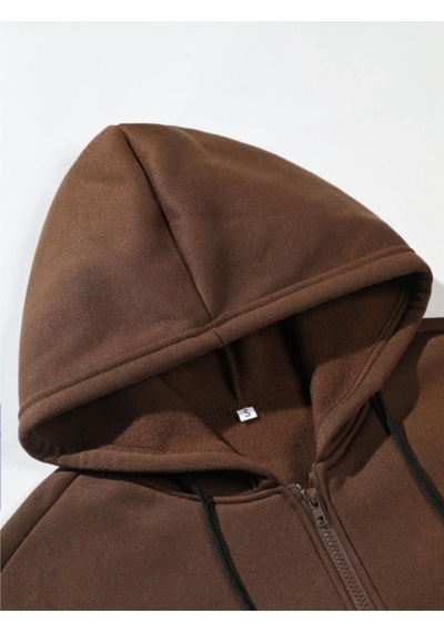Altamira Unisex Kahverengi New York Fermuarlı Kapüşonlu Hırka 001