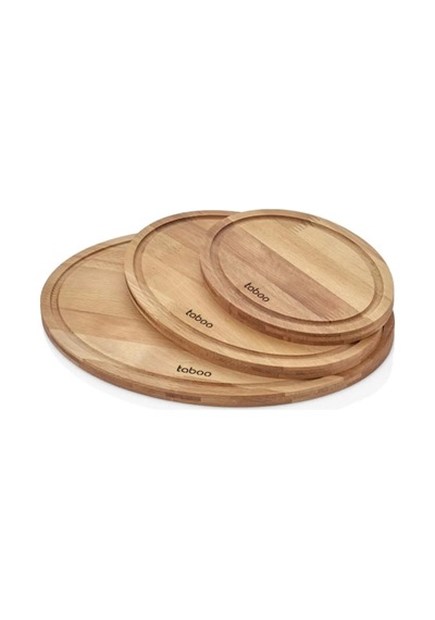 By Sinbo Tab-8182 Oval Kesme Sunum Tahtası 3'lü Set %10 Doğal 15 Mm Ahşap