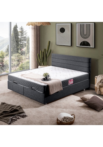 Sofia Çift Kişilik Baza Başlık Letto Yatak Seti - Antrasit 180 x 200