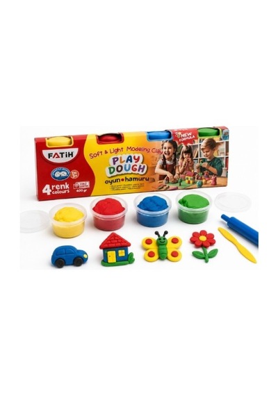 Fatih Play Dough 4 Renk Oyun Hamuru 400 Gr Yumuşak Ve Hafif Modelleme Hamuru 3+ Yaş Çok  Renkli