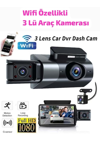 3 Lens Car Dvr Dash Cam
