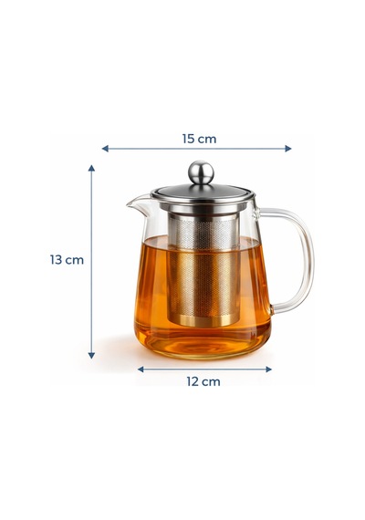 Borosilikat Cam Demlik 750 Ml,paslanmaz Çelik Süzgeçli,ısıya Dayanıklı, Kulplu Çay Demliği Diğer