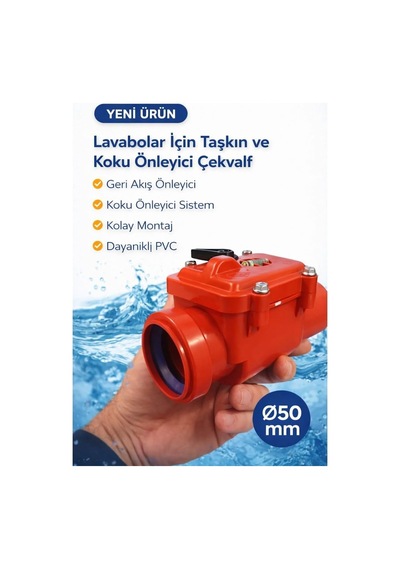 Tr Ø50 Mm Pvc Pis Su Çekvalfi, Lavabo Gideri İçin Koku Ve Taşkın Önleyici, Geri Akış Önleyici, Kilitleme Mandal Genel