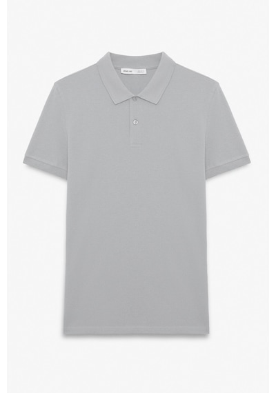 Grimelange SKYLOOM Erkek %100 Pamuk Kısa Kollu Regular Fit Gri Polo Yaka T-shirt