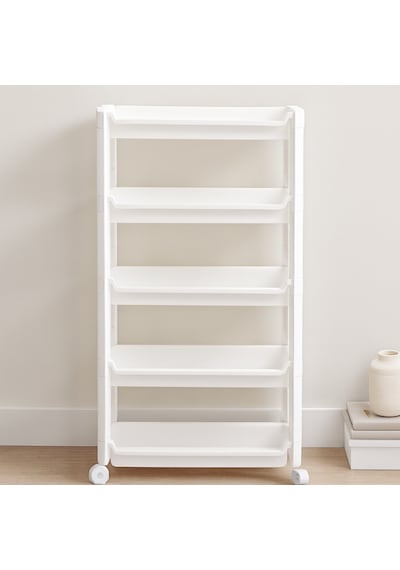 5 Katlı Tekerlekli Sepet Organizer Raf Ünitesi 465x145x850 Mm Renkli