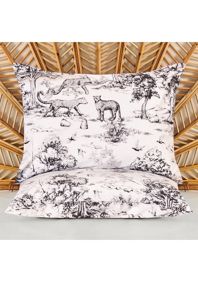 Soft Natura 2'li Yastık Kılıfı - Beyaz / Antrasit - 50x70 Cm Renkli