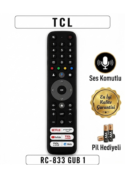 Tcl Ses Komutlu Kumanda 833 Gub1 Pil
