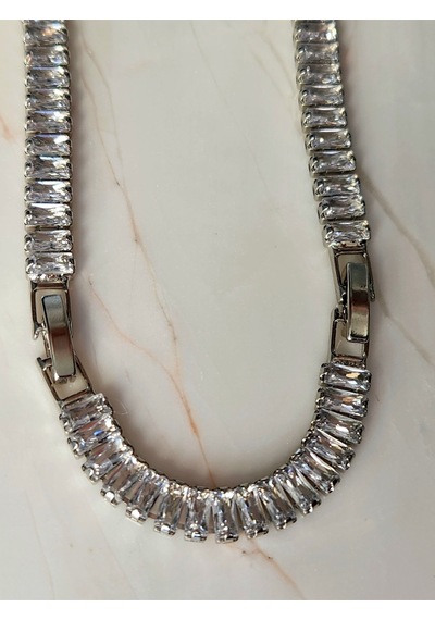 Su Yolu Baget Model Silver Gümüş Renkli Çelik Kolye Gümüş
